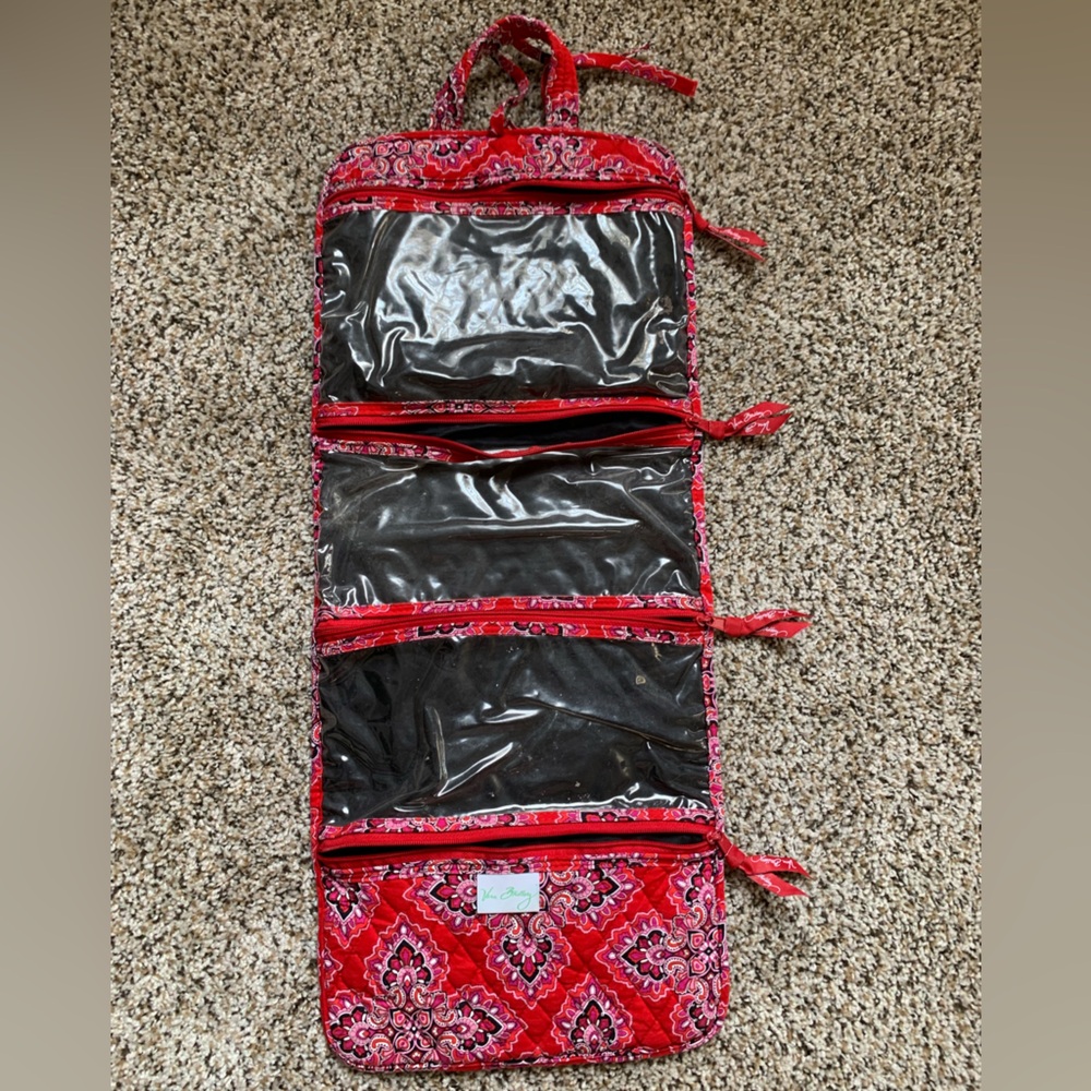 Vera Bradley Red and Pink Paisley Quilted makeup Bag